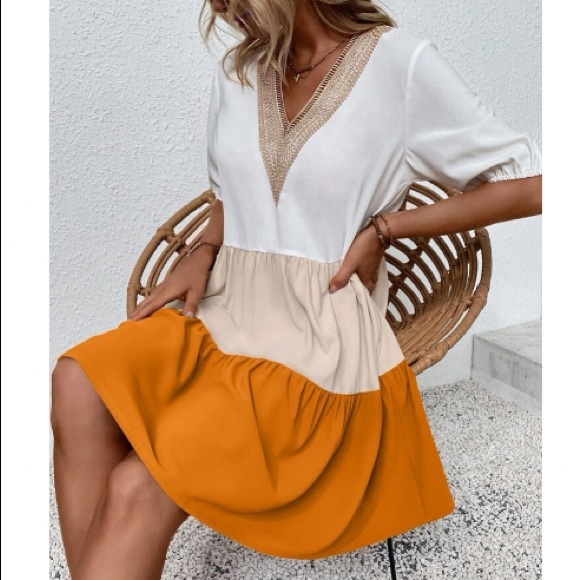 Boho Color Block Lace Oversized Dress - Picture 5 of 16